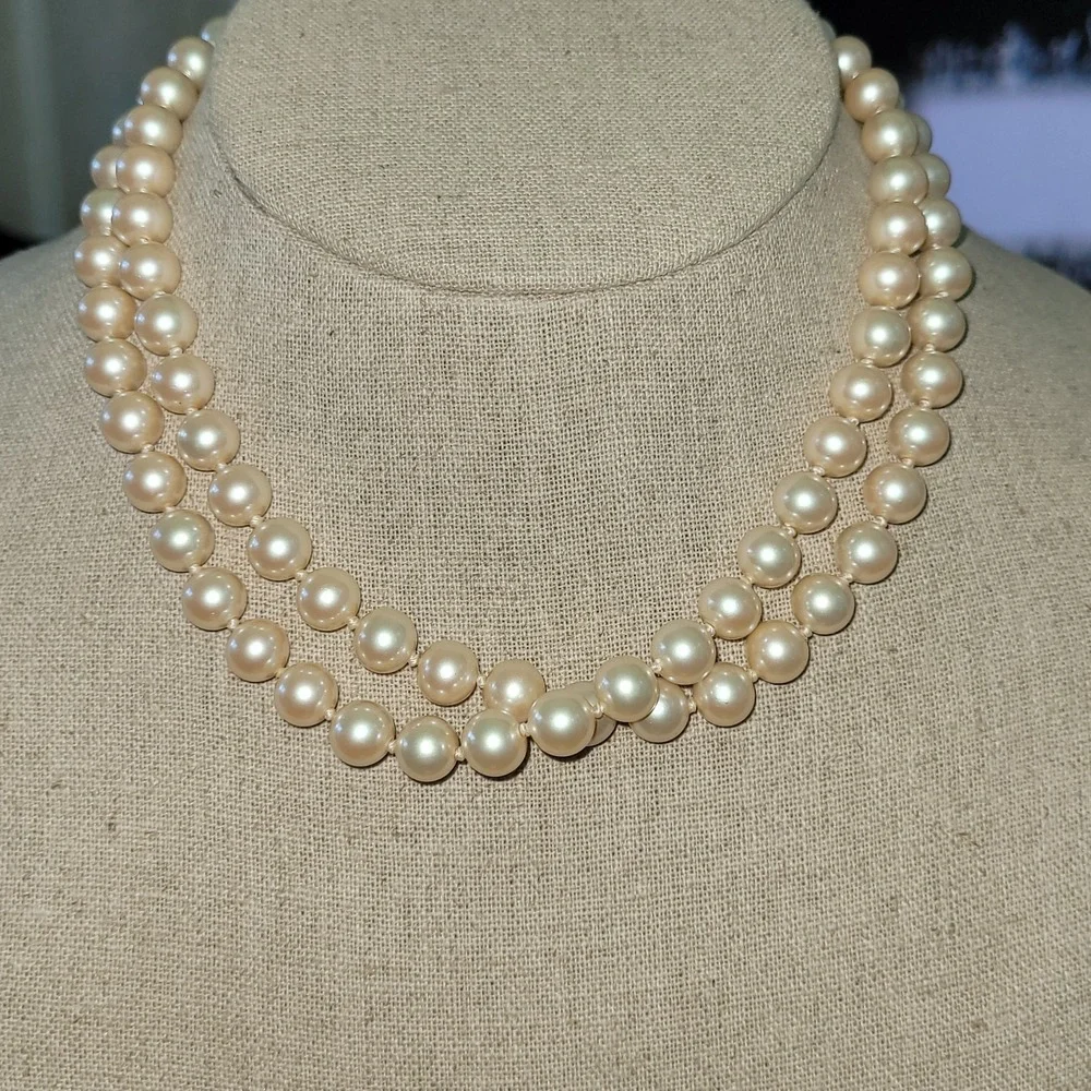 Vintage MARVELLA Faux Pearl Necklace 28 Inch Knotted Long Strand 64g